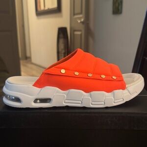 Cape Robbin 😎 Bright Orange Padded Slide Sandal with White Air-Style Sole Sz 8